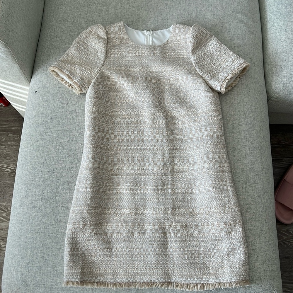 Charlotte’s Chloe Tweed Dress Ivory Stripe